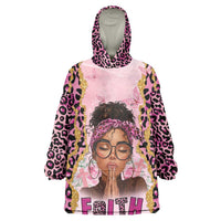 Black Her Story Kid Wearable Blanket Hoodie Faith Pink Leopard - Wonder Print Shop