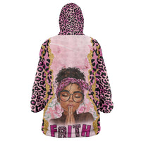 Black Her Story Kid Wearable Blanket Hoodie Faith Pink Leopard - Wonder Print Shop