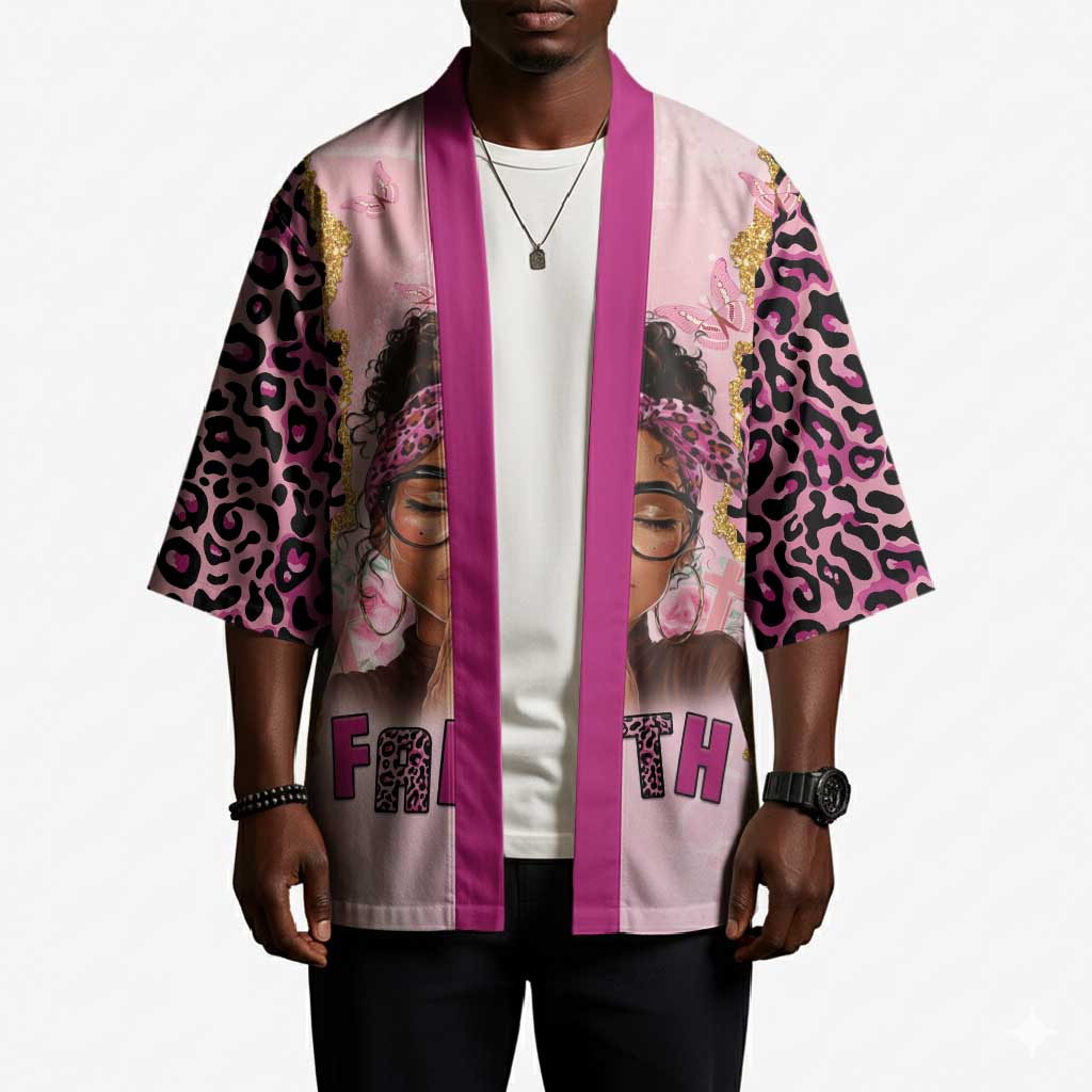 Black Her Story Kimono Faith Pink Leopard - Wonder Print Shop