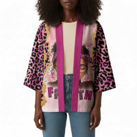 Black Her Story Kimono Faith Pink Leopard - Wonder Print Shop