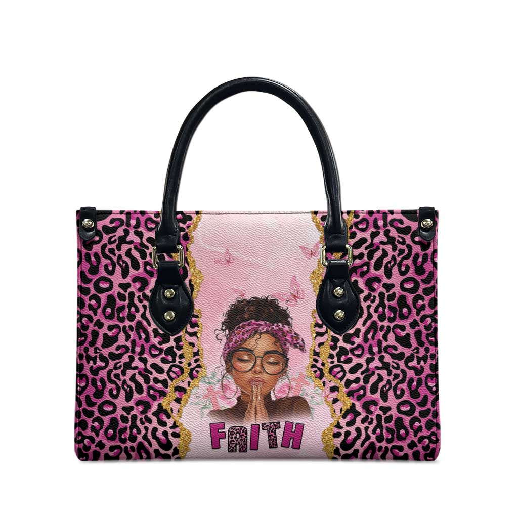 Black Her Story Leather Bag Faith Pink Leopard - Wonder Print Shop