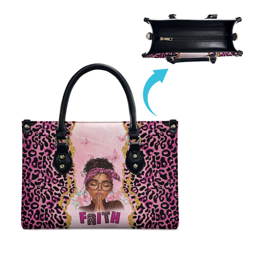Black Her Story Leather Bag Faith Pink Leopard - Wonder Print Shop