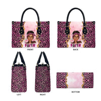 Black Her Story Leather Bag Faith Pink Leopard - Wonder Print Shop