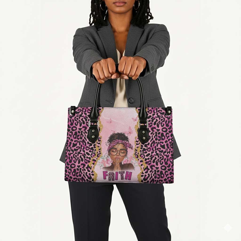 Black Her Story Leather Bag Faith Pink Leopard - Wonder Print Shop