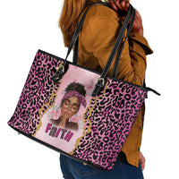 Black Her Story Leather Tote Bag Faith Pink Leopard - Wonder Print Shop