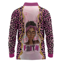 Black Her Story Long Sleeve Polo Shirt Faith Pink Leopard - Wonder Print Shop