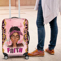Black Her Story Luggage Cover Faith Pink Leopard - Wonder Print Shop