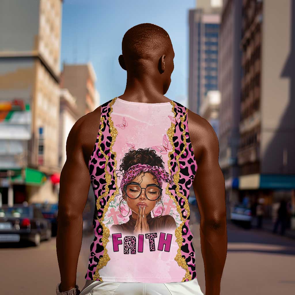 Black Her Story Men Tank Top Faith Pink Leopard - Wonder Print Shop
