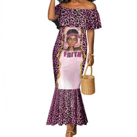 Black Her Story Mermaid Dress Faith Pink Leopard - Wonder Print Shop