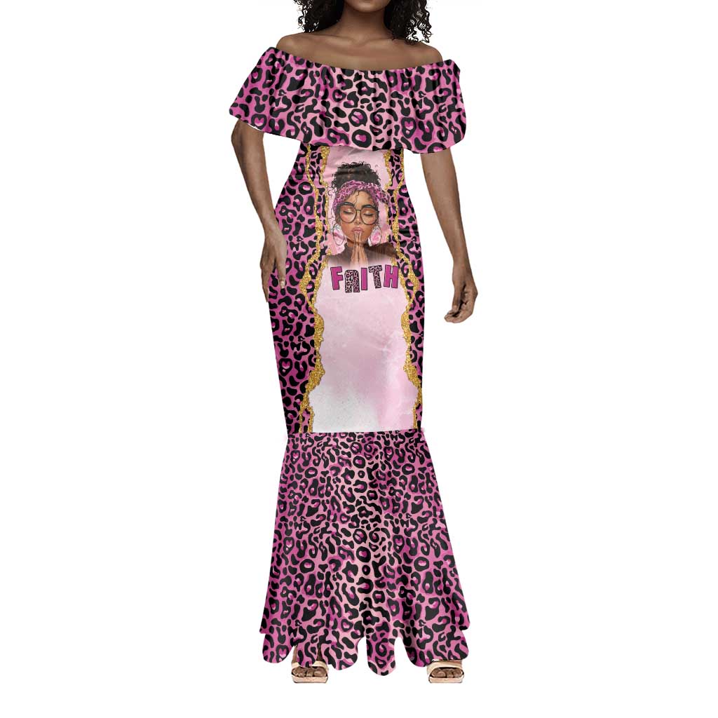 Black Her Story Mermaid Dress Faith Pink Leopard - Wonder Print Shop
