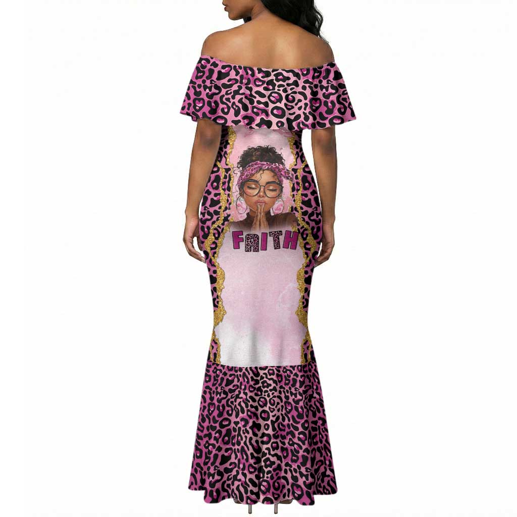 Black Her Story Mermaid Dress Faith Pink Leopard - Wonder Print Shop