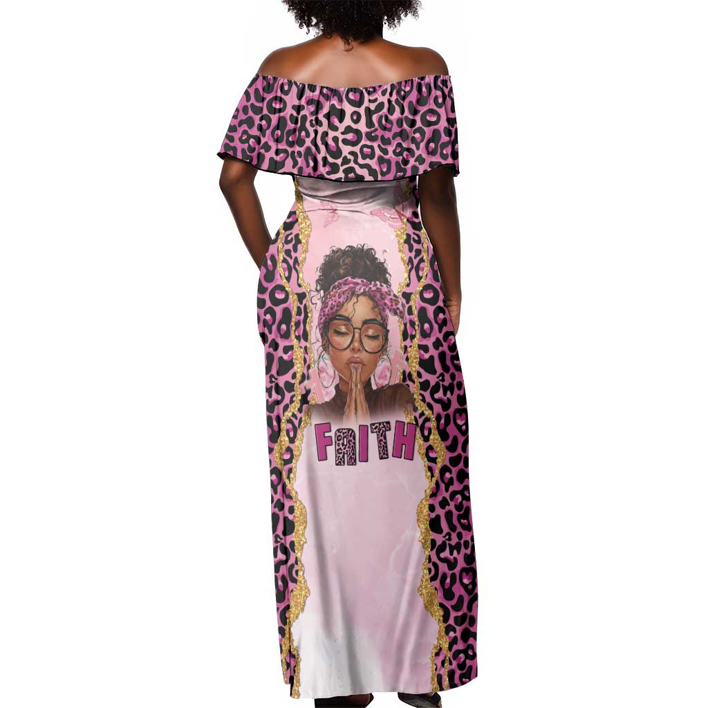Black Her Story Off Shoulder Maxi Dress Faith Pink Leopard - Wonder Print Shop
