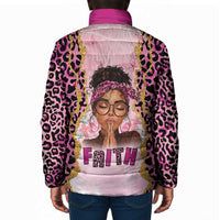 Black Her Story Padded Jacket Faith Pink Leopard - Wonder Print Shop