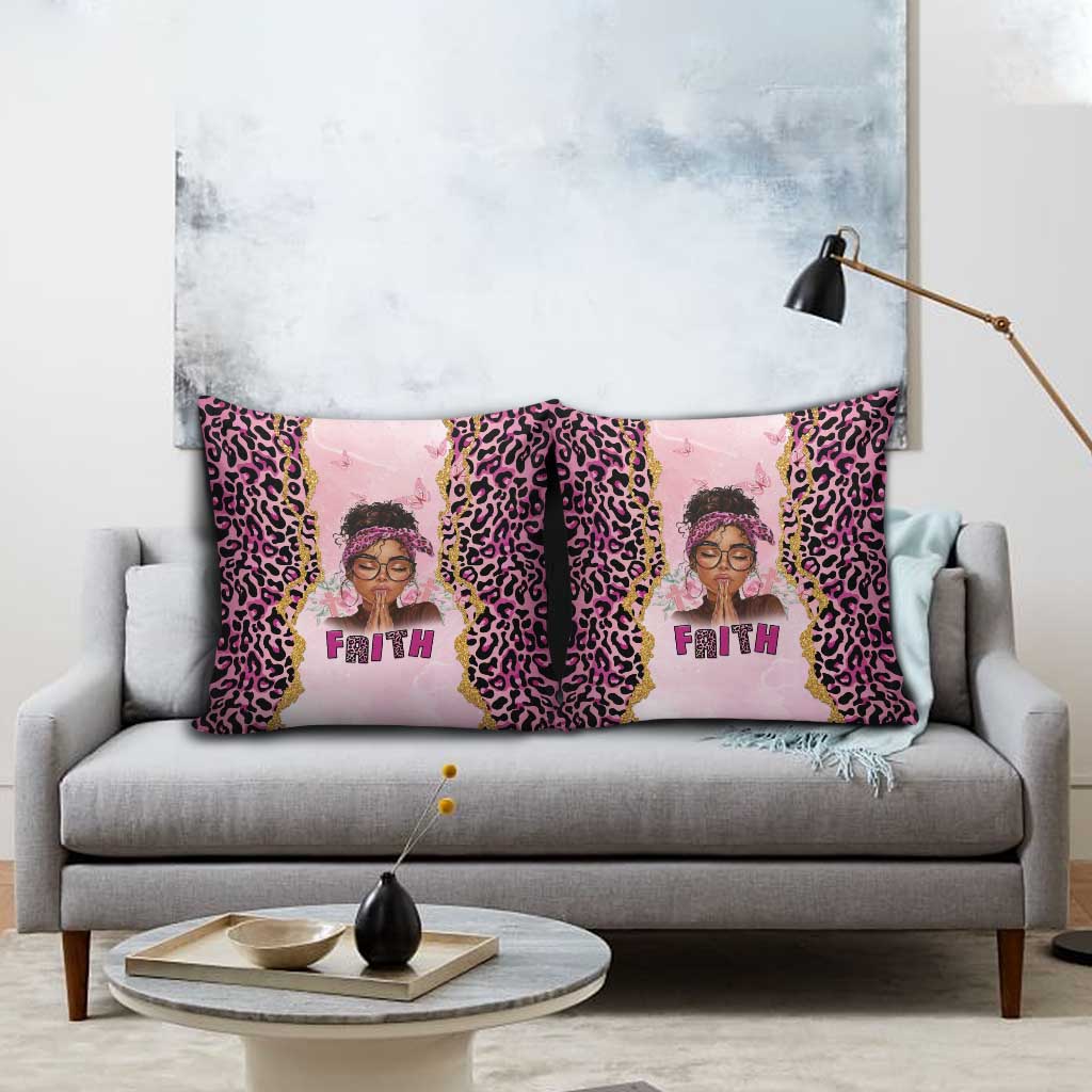Black Her Story Pillow Cover Faith Pink Leopard - Wonder Print Shop