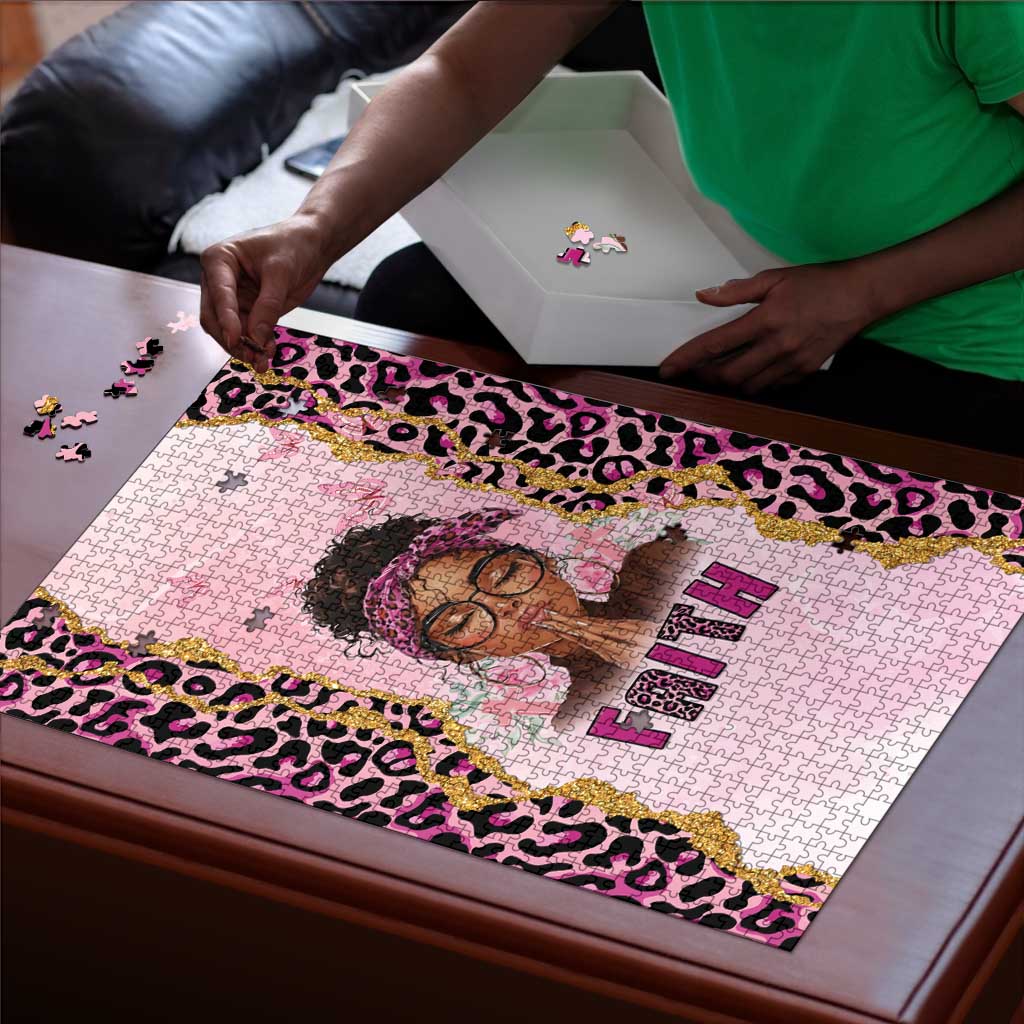 Black Her Story Puzzle Faith Pink Leopard - Wonder Print Shop
