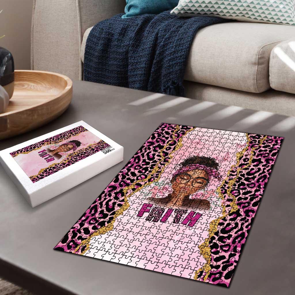 Black Her Story Puzzle Faith Pink Leopard - Wonder Print Shop