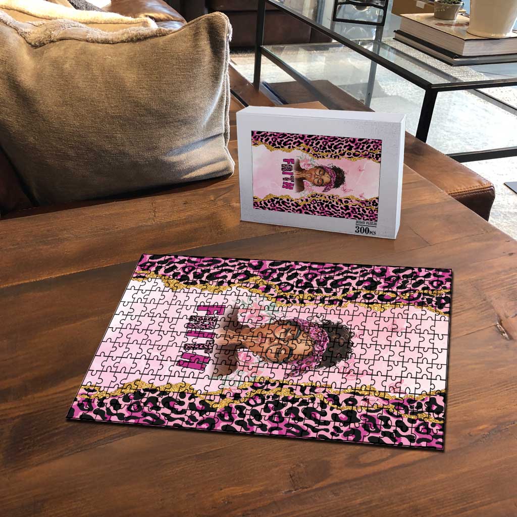 Black Her Story Puzzle Faith Pink Leopard - Wonder Print Shop