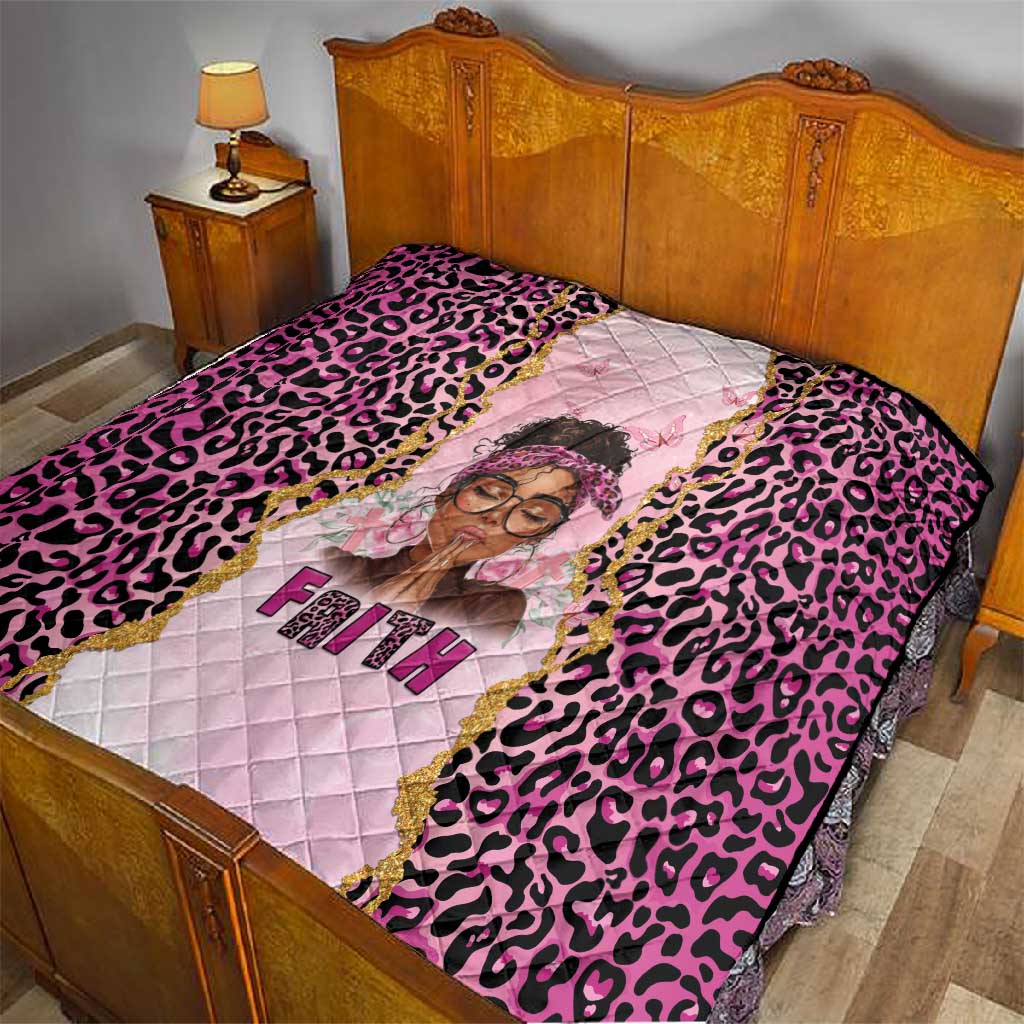 Black Her Story Quilt Faith Pink Leopard - Wonder Print Shop
