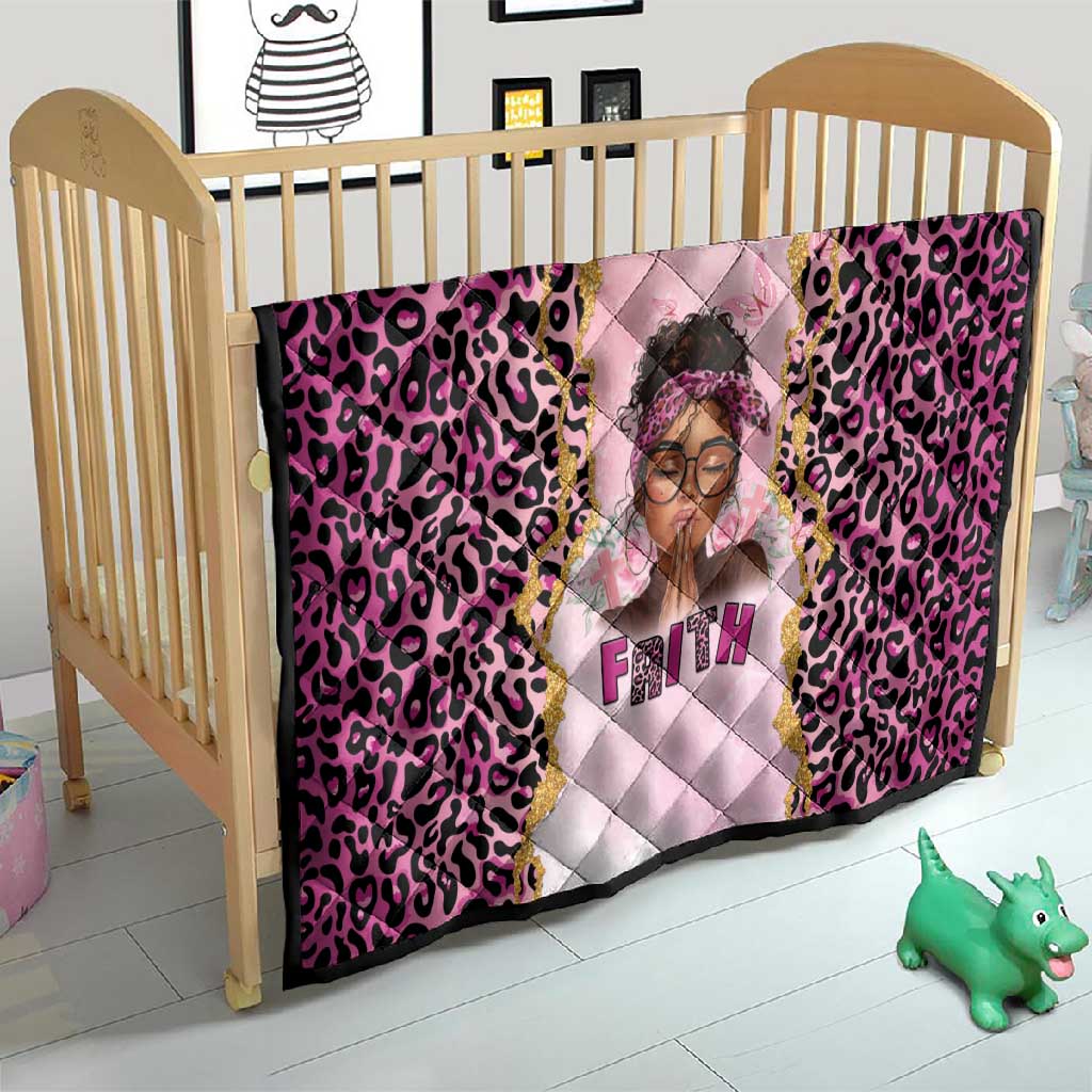 Black Her Story Quilt Faith Pink Leopard - Wonder Print Shop