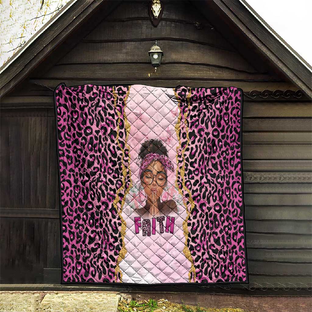 Black Her Story Quilt Faith Pink Leopard - Wonder Print Shop