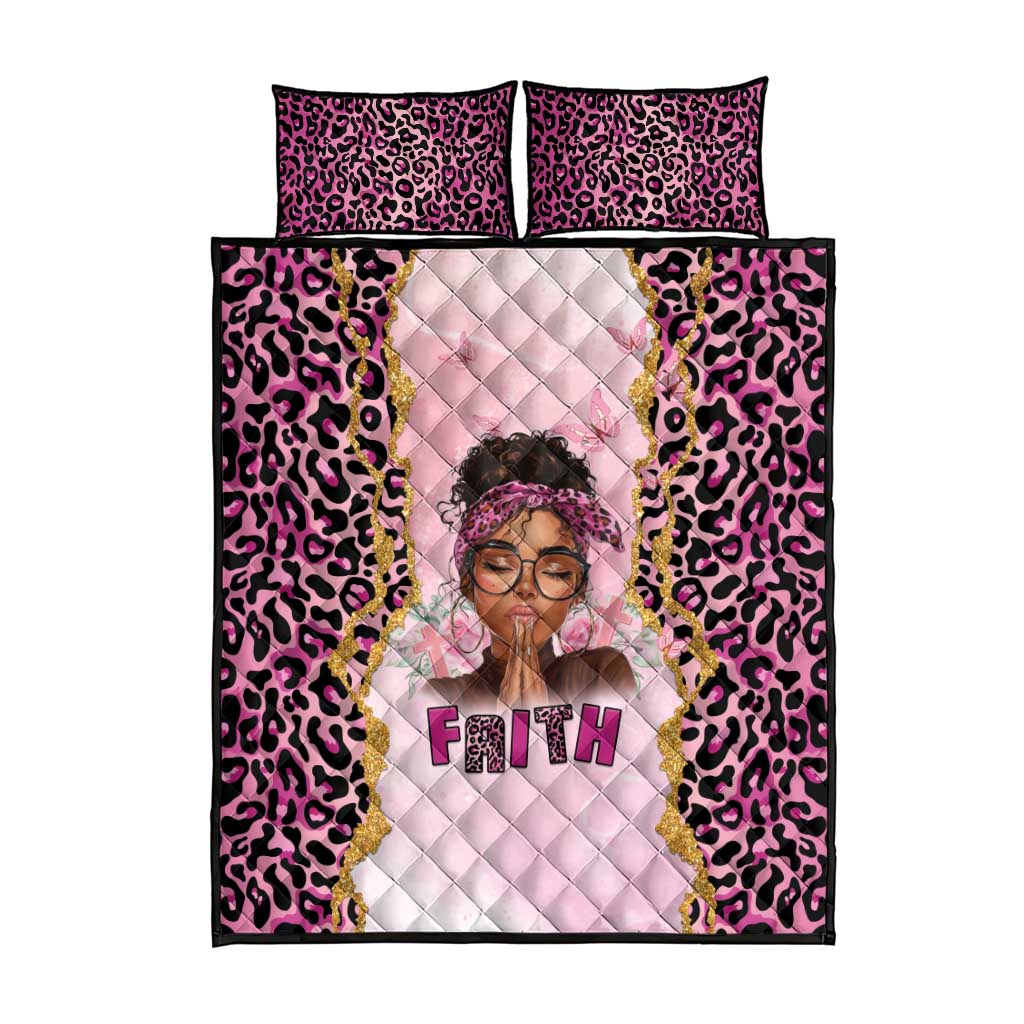 Black Her Story Quilt Bed Set Faith Pink Leopard - Wonder Print Shop