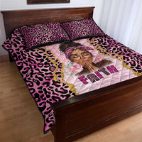 Black Her Story Quilt Bed Set Faith Pink Leopard - Wonder Print Shop