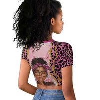 Black Her Story Raglan Cropped T shirt Faith Pink Leopard - Wonder Print Shop
