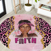 Black Her Story Round Carpet Faith Pink Leopard - Wonder Print Shop