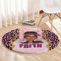 Black Her Story Round Carpet Faith Pink Leopard - Wonder Print Shop