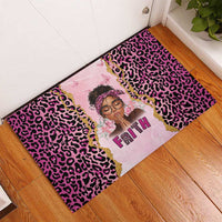 Black Her Story Rubber Doormat Faith Pink Leopard - Wonder Print Shop