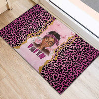 Black Her Story Rubber Doormat Faith Pink Leopard - Wonder Print Shop