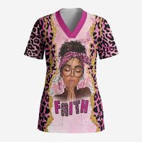 Black Her Story Scrub Top Faith Pink Leopard - Wonder Print Shop
