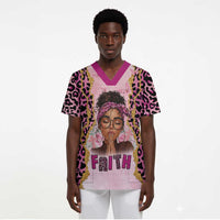 Black Her Story Scrub Top Faith Pink Leopard - Wonder Print Shop