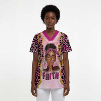 Black Her Story Scrub Top Faith Pink Leopard - Wonder Print Shop