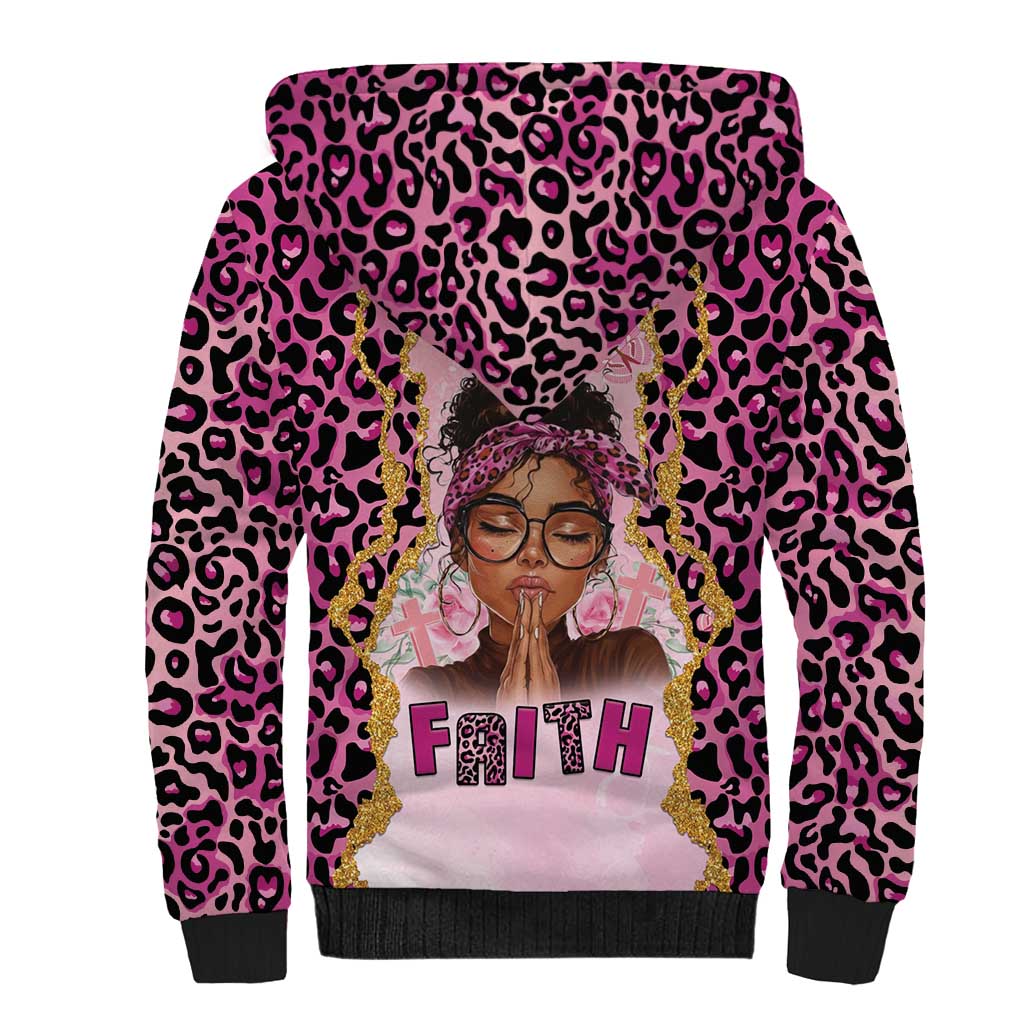 Black Her Story Sherpa Hoodie Faith Pink Leopard - Wonder Print Shop