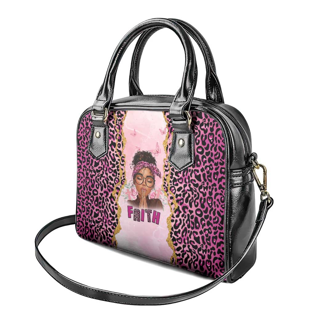 Black Her Story Shoulder Handbag Faith Pink Leopard - Wonder Print Shop