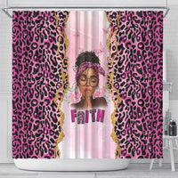 Black Her Story Shower Curtain Faith Pink Leopard - Wonder Print Shop