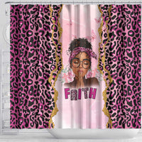 Black Her Story Shower Curtain Faith Pink Leopard - Wonder Print Shop