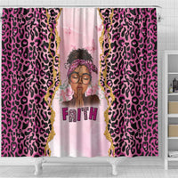 Black Her Story Shower Curtain Faith Pink Leopard - Wonder Print Shop