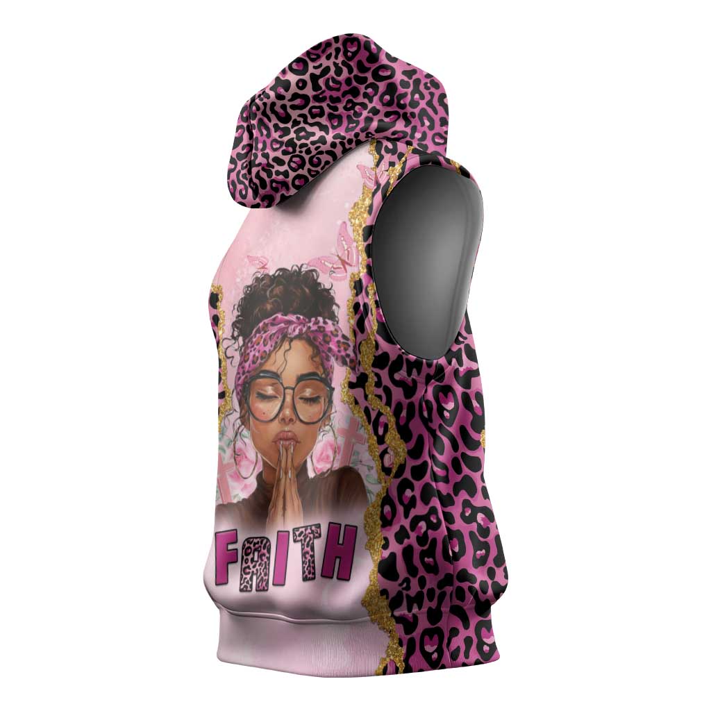Black Her Story Sleeveless Hoodie Faith Pink Leopard - Wonder Print Shop