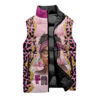 Black Her Story Sleeveless Puffer Jacket Faith Pink Leopard - Wonder Print Shop