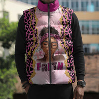 Black Her Story Sleeveless Puffer Jacket Faith Pink Leopard - Wonder Print Shop