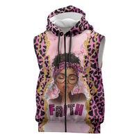 Black Her Story Sleeveless Zip Hoodie Faith Pink Leopard - Wonder Print Shop