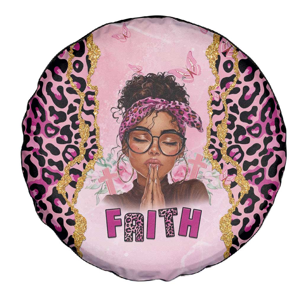 Black Her Story Spare Tire Cover Faith Pink Leopard - Wonder Print Shop