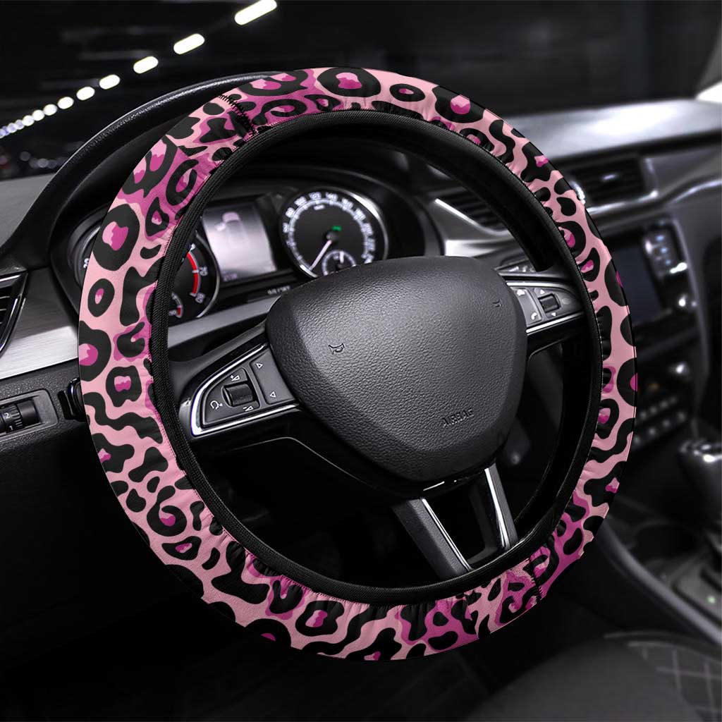 Black Her Story Steering Wheel Cover Faith Pink Leopard - Wonder Print Shop