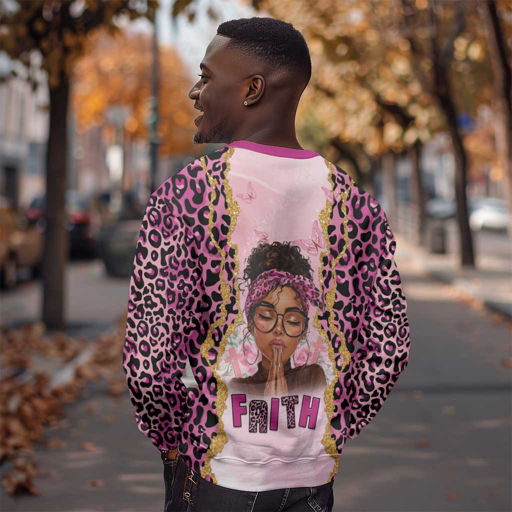 Black Her Story Sweatshirt Faith Pink Leopard - Wonder Print Shop
