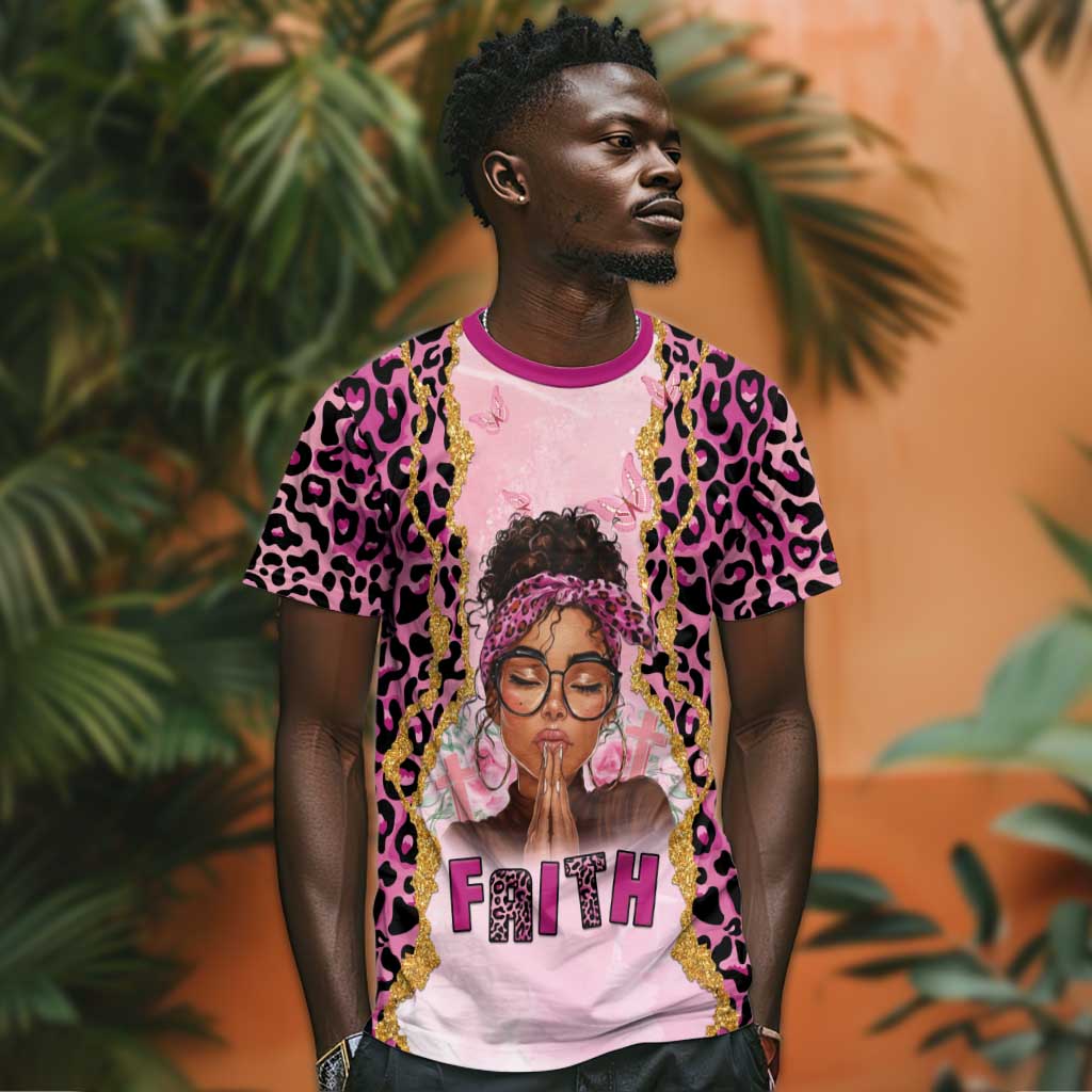 Black Her Story T shirt Faith Pink Leopard - Wonder Print Shop