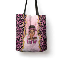 Black Her Story Tote Bag Faith Pink Leopard - Wonder Print Shop