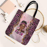 Black Her Story Tote Bag Faith Pink Leopard - Wonder Print Shop