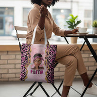 Black Her Story Tote Bag Faith Pink Leopard - Wonder Print Shop